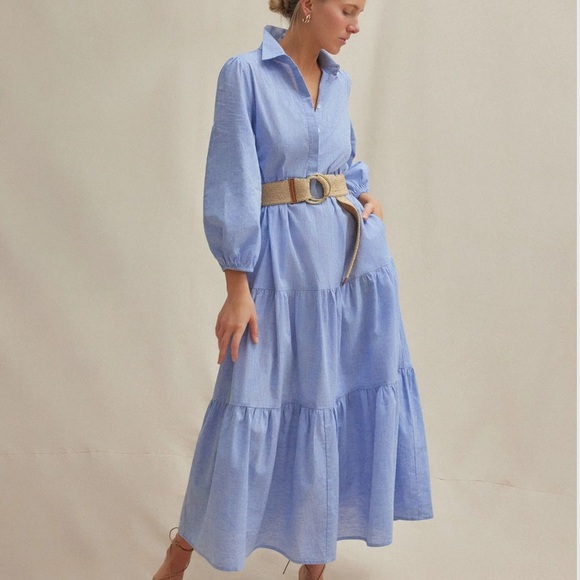 NWOT POMANDER PLACE Chambray Mabel Maxi Dress Size XXL - Picture 2 of 7